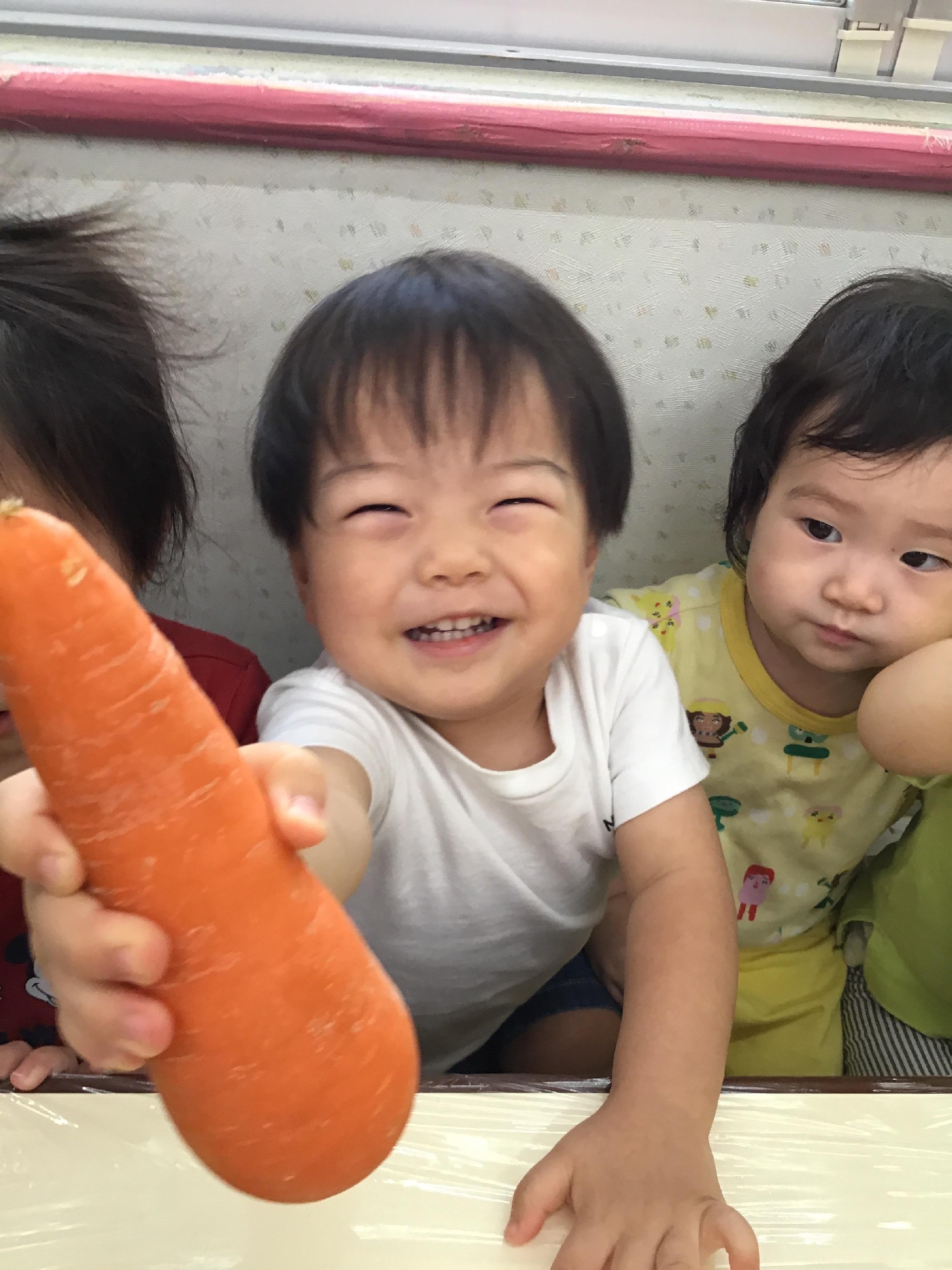 ひよこ組　食育　野菜を触ってみる